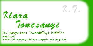 klara tomcsanyi business card